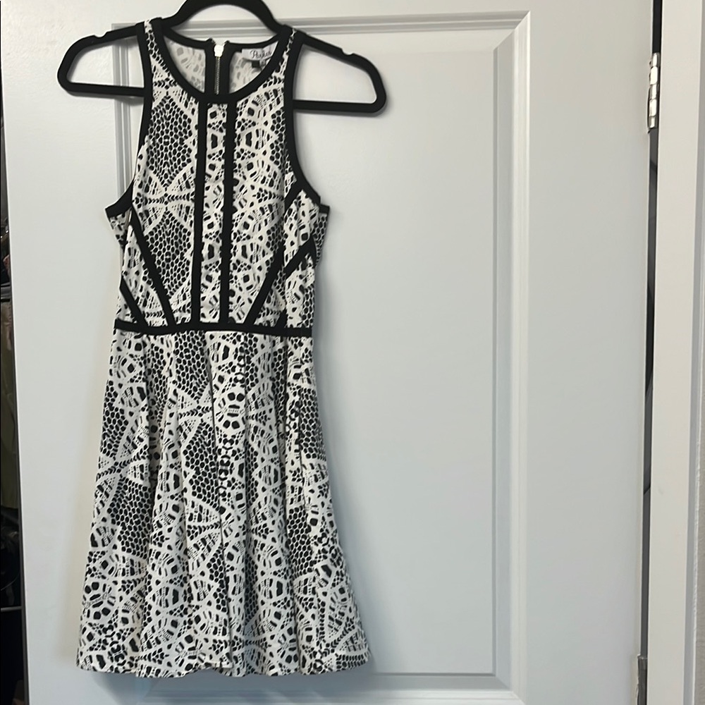 Elegant Black and White Lace Dress